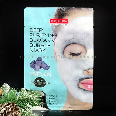 Кислородная маска Purederm Deep Purifying Black O2 Bubble Mask Charcoal (78)