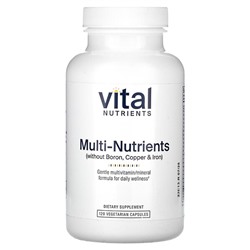 Vital Nutrients Мультипитательные вещества без бора, меди и железа, 120 вегетарианских капсул