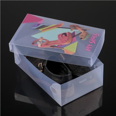 Короб для хранения обуви с ручкой «Босоножки», 31×18×11 см, цвет прозрачный