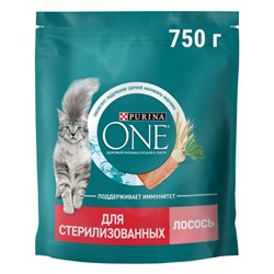 Сухой корм Purinа One для стерилизованных кошек, лосось/пшеница, 750 г