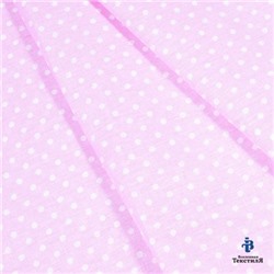 Отрез ткани бязь плательная 50*50 см 1590/2 цвет белый горошек на розовом