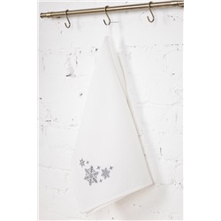 Полотенце ваф 45/60 Белое с вышивкой Снежинки (графит) (ТТ) 048 (160 гр) (в-1)