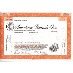 Акция Табачная компания American Brands, Inc., США (1960-е, 1970-е гг.)