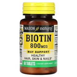 Mason Natural Biotin, 800 mcg, 60 Tablets