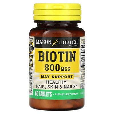 Mason Natural Biotin, 800 mcg, 60 Tablets