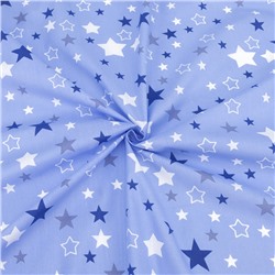Ткань на отрез поплин 150 см 2258/1 Звездочки цвет голубой