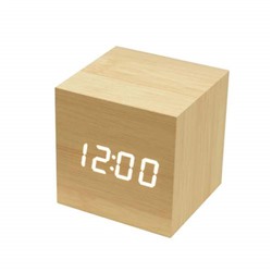 Деревянные электронные часы-будильник КУБИК оптом