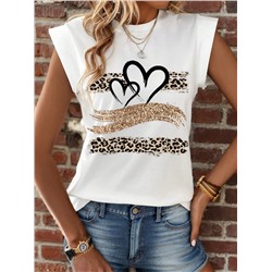 SHEIN LUNE Lässiges Damen-leopard & Herz Muster Bedrucktes Tank Top Für Den Sommer