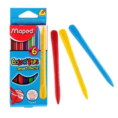 Maped. Мелки пластиковые "Color'Peps Smart Plastic" в картонном футляре (6 шт) арт.862010