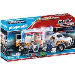 Playmobil. Конструктор арт.70936 "Rescue Vehicles: Ambulance with Lights and sound" (Скорая помощь)