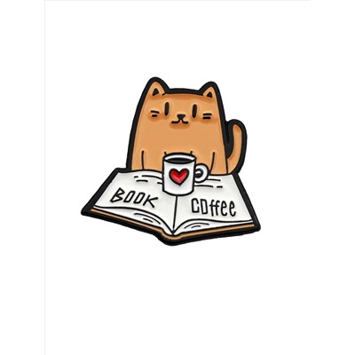 Металлический значок "Cat with book"