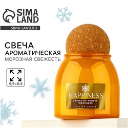 Свеча новогодняя «Happiness», на Новый год, аромат морозная свежесть, 9,5 х 6,5 см