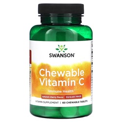 Swanson Жевательный витамин С, без сахара, натуральная вишня, 60 жевательных таблеток