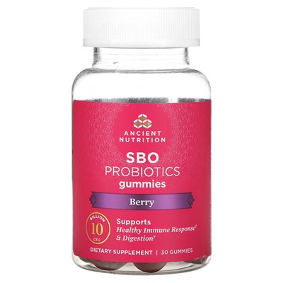 Dr. Axe / Ancient Nutrition SBO Probiotics Gummies Berry, 5 миллиардов КОЕ, 30 жевательных конфет