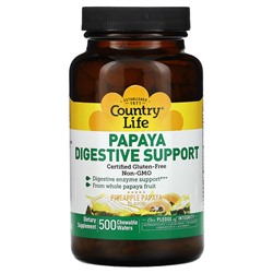 Country Life Papaya Digestive Support, Pineapple Papaya, 500 Chewable Wafers