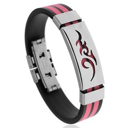 BS123-4 Силиконовый браслет с пряжкой, цвет чёрно-розовый