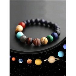 1 Stück Armband mit Perlen der Planeten des Sonnensystems, um Kinder über Planeten zu informieren und ihren Horizont zu erweitern (Hinweis: Jede Perle ist aus natürlichem Steinmaterial hergestellt, daher kann sie leicht vom Bild abweichen)