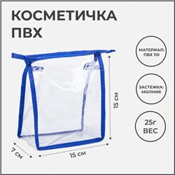 Косметичка на молнии, цвет васильковый/прозрачный