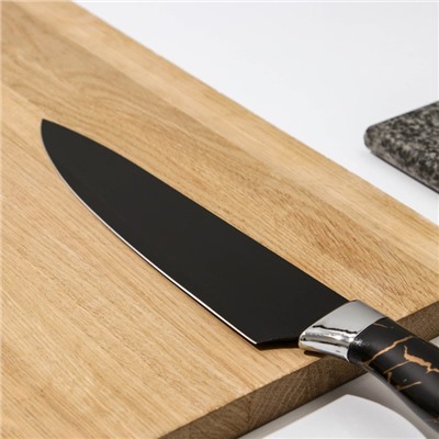 Нож кухонный Доляна «Энергия», шеф, лезвие 20,5 см, цвет чёрный