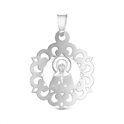 Подвеска-икона из родированного серебра с лазерным нанесением - св.Матрона