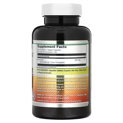 Amazing Nutrition Бромелайн, 500 мг, 120 растительных капсул