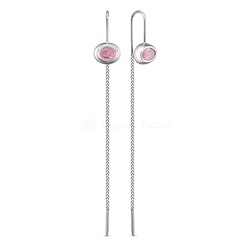 Серьги-продёвки из серебра с розовыми фианитами родированные 925 пробы 110026_010