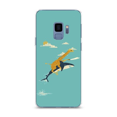 Силиконовый чехол Жираф на акуле на Samsung Galaxy S9