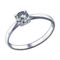 Помолвочное кольцо из серебра с фианитом, 94011490