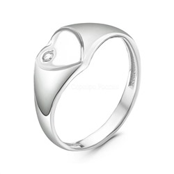 Кольцо из серебра с фианитом родированное 925 пробы 310103р