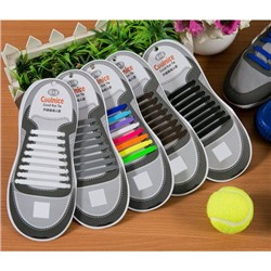 Шнурки силиконовые набор 8+8 шт для пары обуви. Цвет черный 9046259