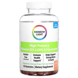 Rainbow Light Витамин D3 высокой концентрации, Персик - 2000 МЕ - 120 жевательных мармеладок - Rainbow Light