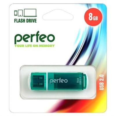 8Gb Perfeo C13 Green USB 2.0 (PF-C13G008)