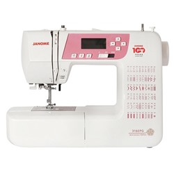 УЦЕНКА Швейная машина Janome 3160 PG, 35 Вт, 60 операций, автомат, белый/розовый