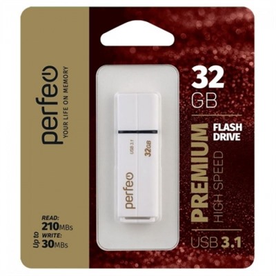 32Gb Perfeo C15 White High Speed USB 3.1 (PF-C15W032HS)