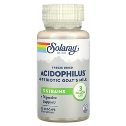 Solaray Лиофилизированный Ацидофилус + Пребиотик из козьего молока, 3 миллиарда КОЕ - 50 вегетарианских капсул - Solaray
