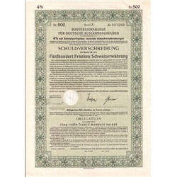 Акция Конверсионная Касса Управления по внешним долгам, 500 рейхсмарок 1935 год, Германия