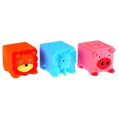 Играем вместе. Игрушка для купания  "3 кубика" (DEF) пищалка, в сетке арт.LNX29-30-31