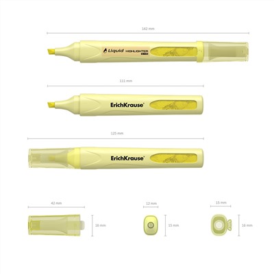 Текстовыделитель ErichKrause Liquid Visioline V-14 Pastel, 0,6 - 4мм, желтый, с жид. чернилами 56023