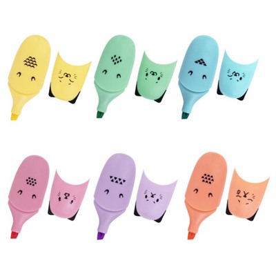 Текстовыделители набор 6 цветов мини BRAUBERG KIDS "CUTE CATS PASTEL", линия 1-5 мм, 152436