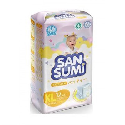 Трусики-подгузники, размер XL (13-17 kg) «Sansumi», в упаковке 12 шт. Вес 513 гр. KDV