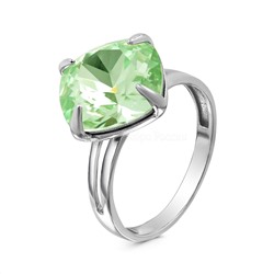 Кольцо из серебра с кристаллом Swarovski светло-зелёный родированное 925 пробы кл-017-238