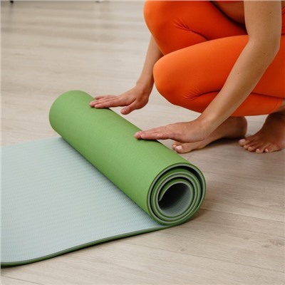 Коврик для йоги Sangh, 183×61×0,8 см, цвет зелёный