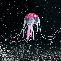 Декор для аквариума "Медуза" силиконовая, флуоресцентная, 5 х 5 х 15 см, розовая