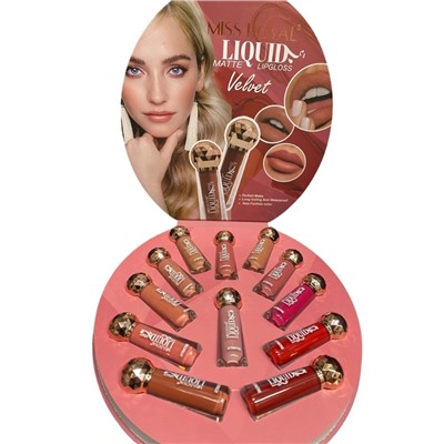 Набор матовых блесков для губ Miss Royal Liquid Velvet Lip Matte Gloss 12шт