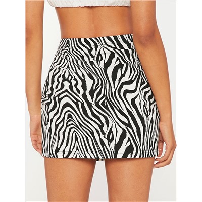 SHEIN Tall Rock mit Schlitz, Zebra Streifen