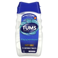 Tums Ультрасильные жевательные таблетки от изжоги, мятные - 72 шт - Tums