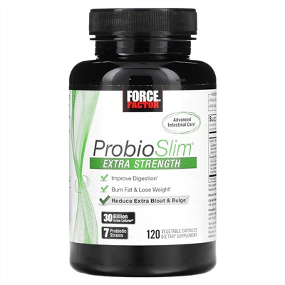 Force Factor ProbioSlim, Экстра сила, 30 миллиардов КОЕ, 120 растительных капсул - Force Factor