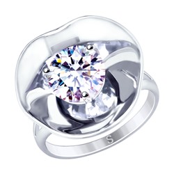 Кольцо из серебра с фианитом, 8-94010001