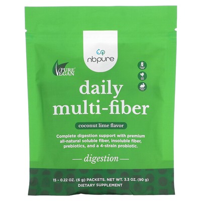 NBPure Daily Multi-Fiber, кокос и лайм, 15 пакетов по 0,22 унции (6 г) каждый