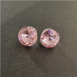 Серьги гвоздики круглые кристаллы, цвет: розовый, арт.001.616